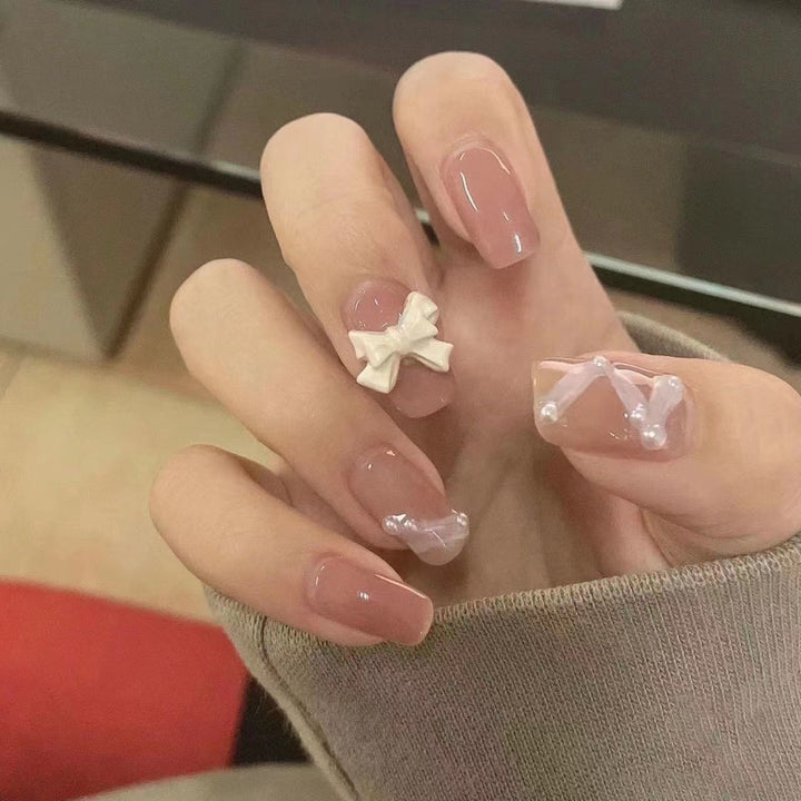 Charming Bow Decorated Press-On Nail Set