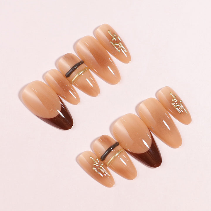 Elegant Ombre Press-On Nail Tips with Metallic Accents Kalsten