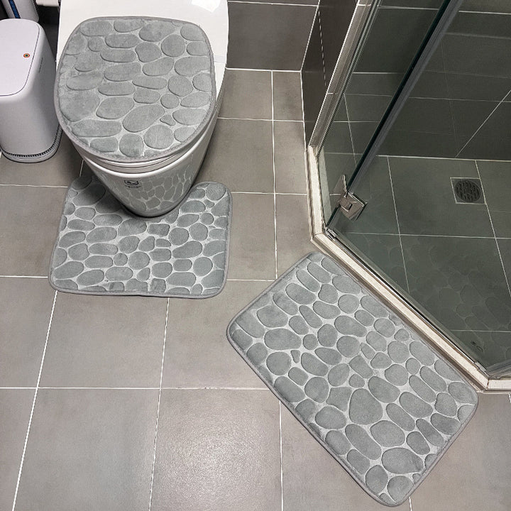 Stone Patterned Bathroom Mat Set