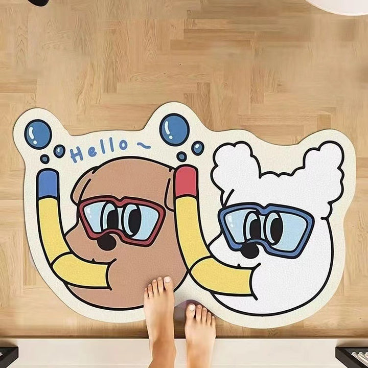 Cartoon Animal Themed Bath Mat