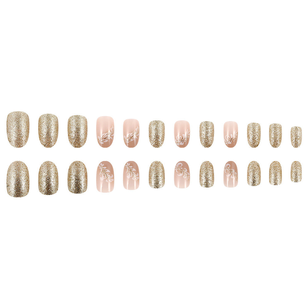 Elegant Floral Glitter Press-On Nails Kalsten