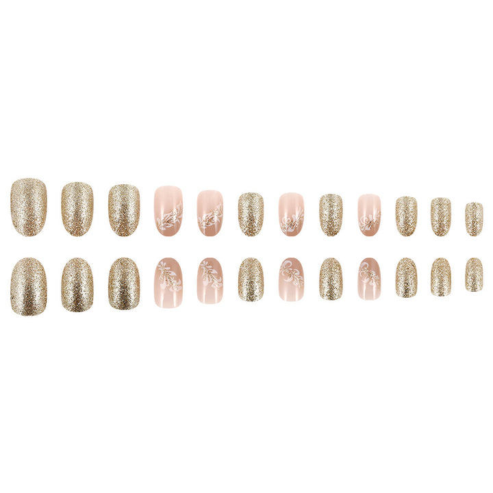 Elegant Floral Glitter Press-On Nails Kalsten