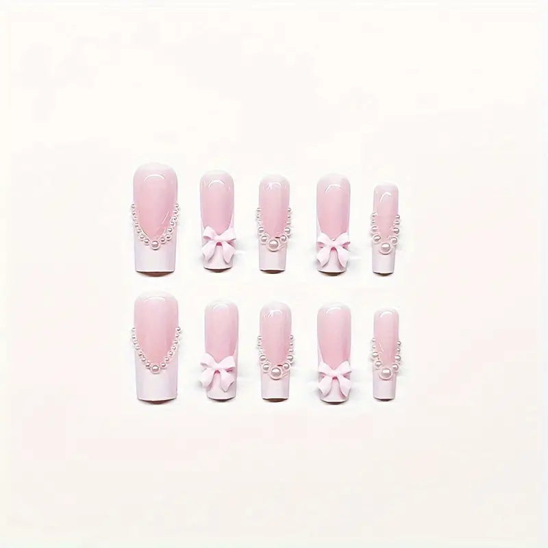 Bow-Embellished Press-On Nail Set Kalsten