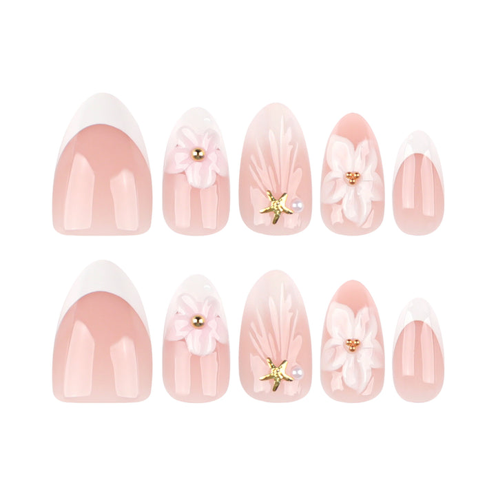 Elegant artificial nails with floral design and glitter accents Kalsten