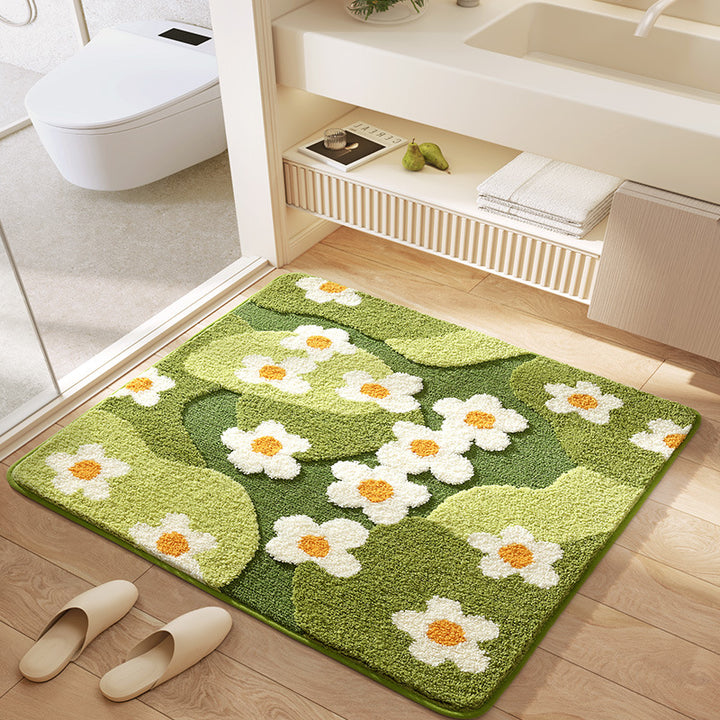 Floral Patterned Plush Bath Mat Kalsten