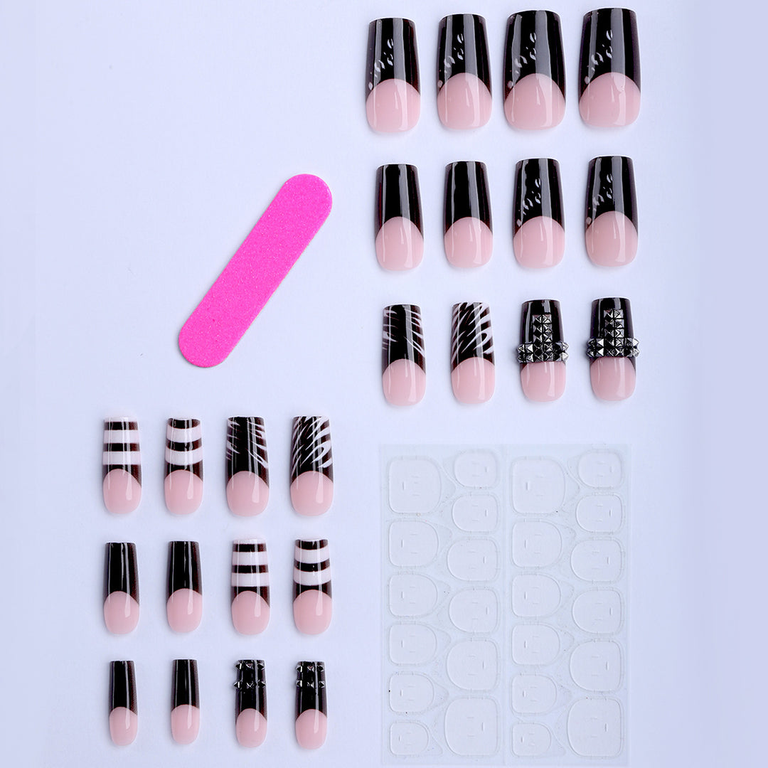 Artificial Nails in Modern Stripe and Zebra Design Kalsten