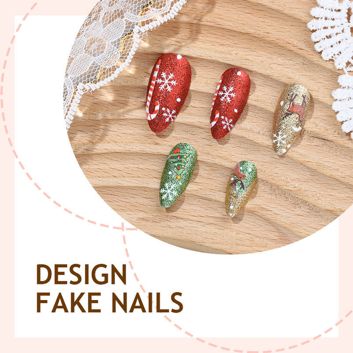 Festive Artificial Nail Set with Winter Motifs Kalsten