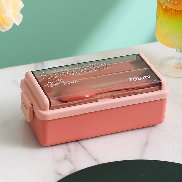 Multifunctional Food Storage Lunch Box with Built-In Utensil Set