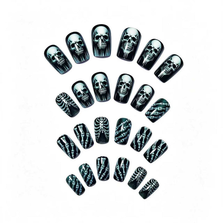 Creative artificial nails in spooky skull design Kalsten