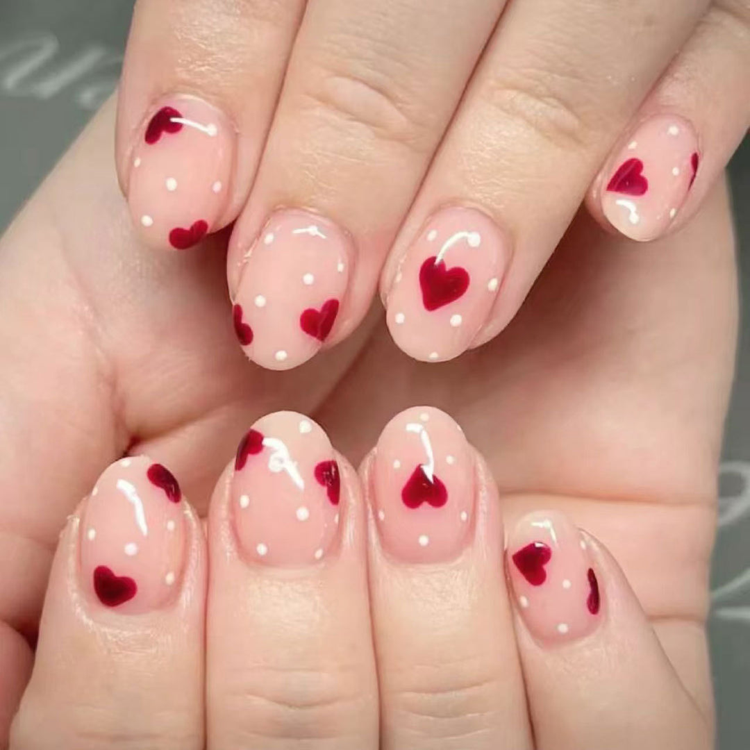 Heart-Themed Acrylic Nail Art Set