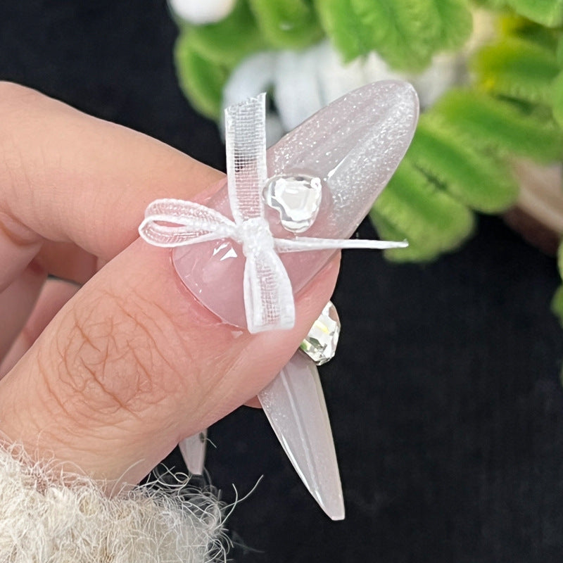 Decorative Stiletto Press-On Nails with Rhinestone Embellishments Kalsten