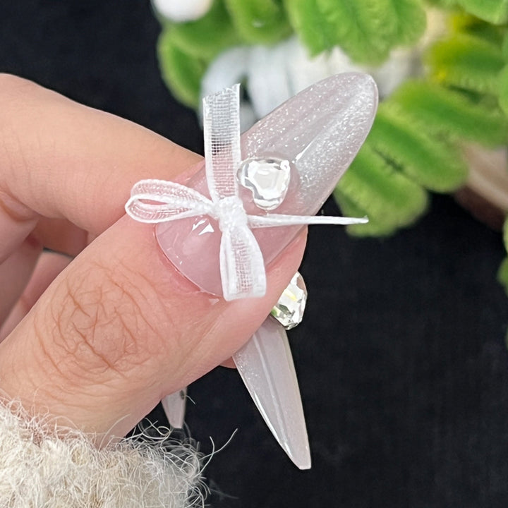 Decorative Stiletto Press-On Nails with Rhinestone Embellishments Kalsten