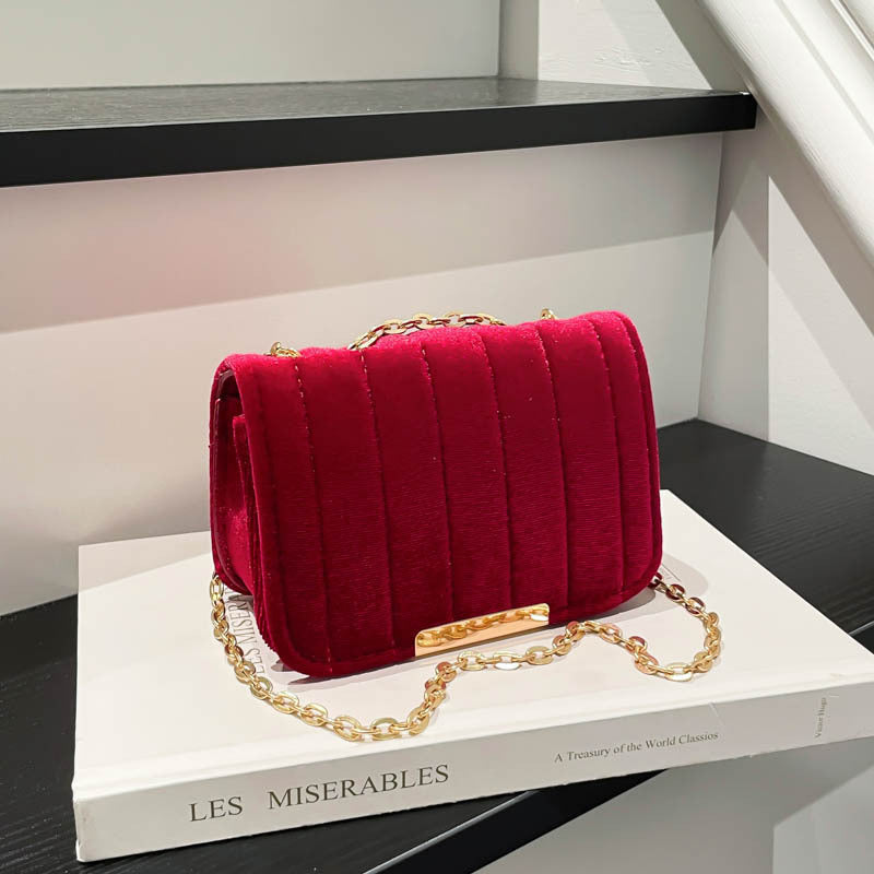 Elegant Quilted Velvet Crossbody Bag Kalsten