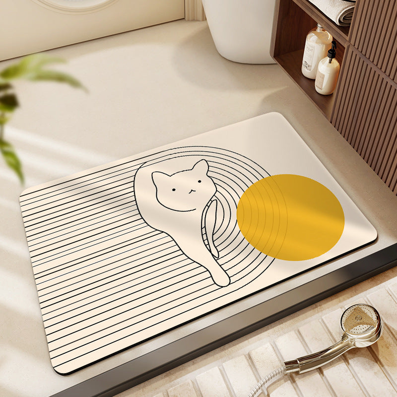 Artistic Cat-Themed Bath Mat Kalsten