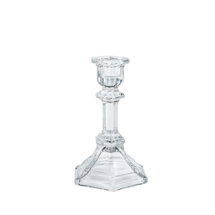 Pressed Crystal-Style Ribbed Glass Taper Candle Holder Kalsten