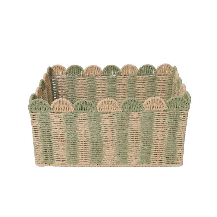 Storage basket with wave rim
