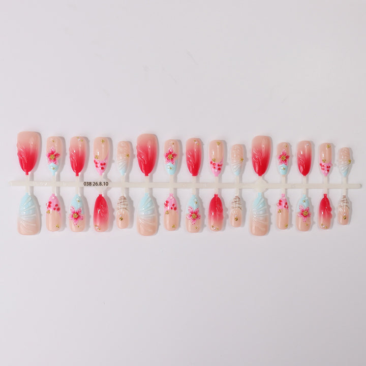 Floral Design Acrylic Nail Tips Set Kalsten