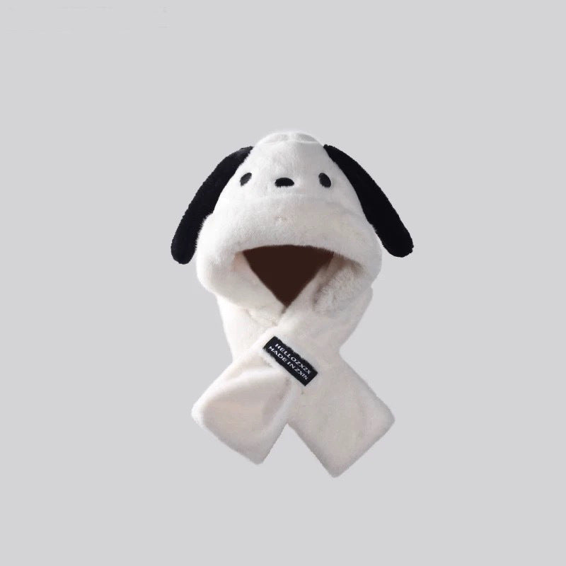 Furry Dog Eared Hooded Scarf