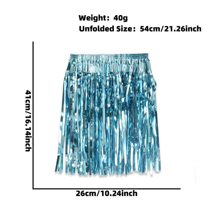 Women's nan metallic foil fringe hula skirt with elastic waistband party costume Kalsten