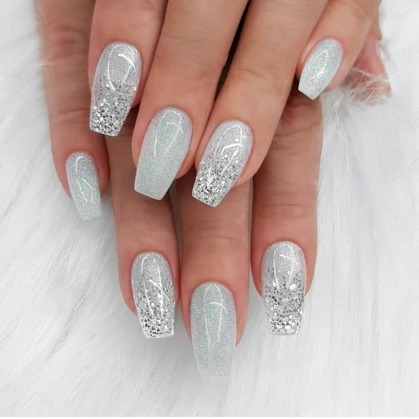 Glitter-Dusted Long Stiletto Press-On Nails Kalsten