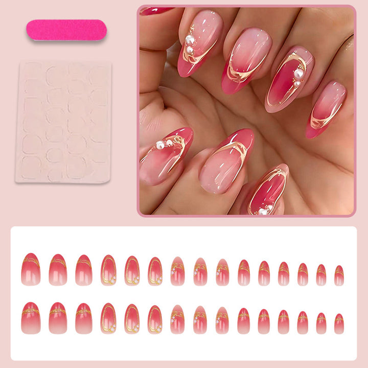 Acrylic nail set with elegant ombré designs and glitter accents Kalsten