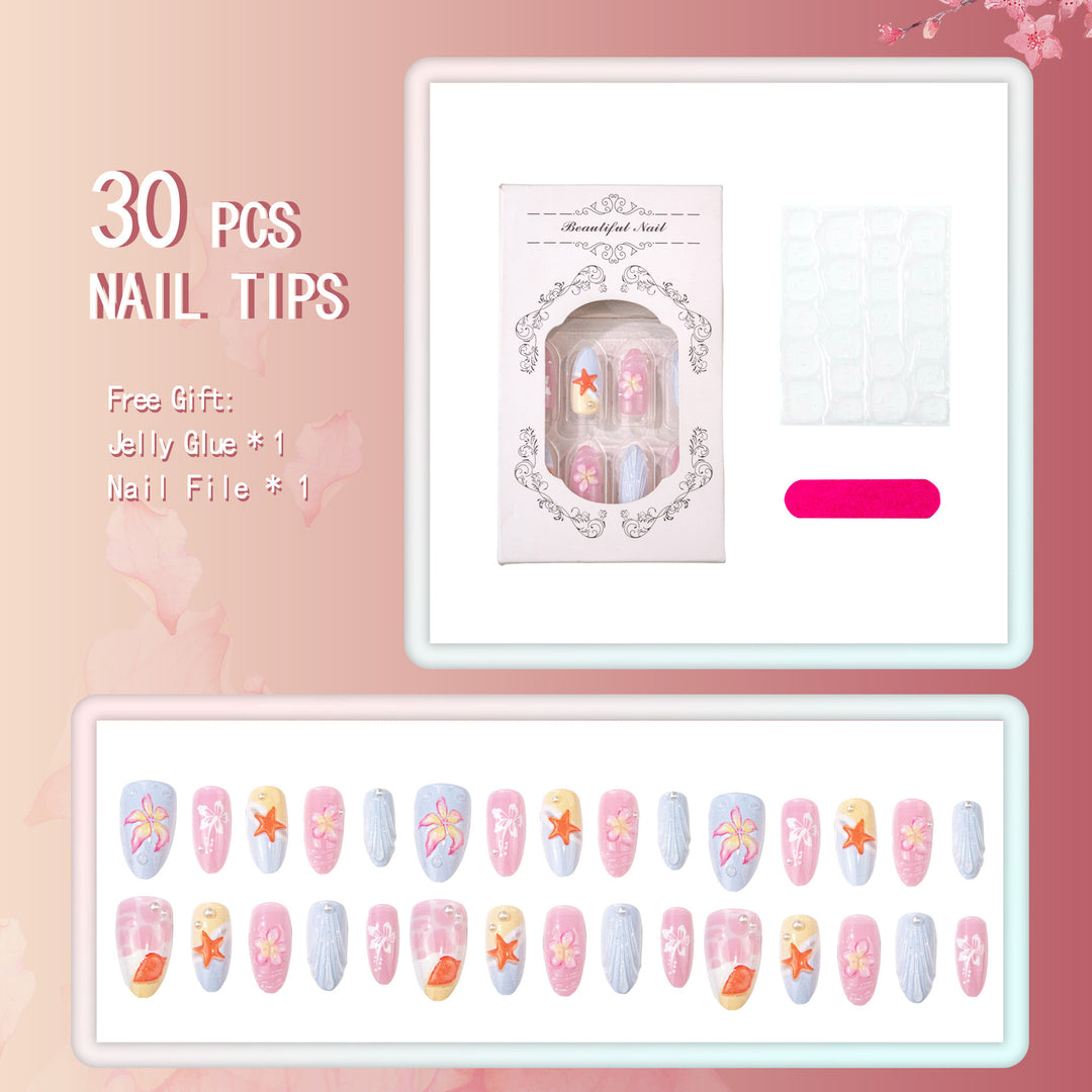 Tropical-Inspired Decorative Press-On Nail Art Set