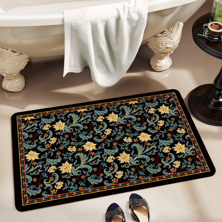 Vintage Floral Pattern Bath Mat Kalsten