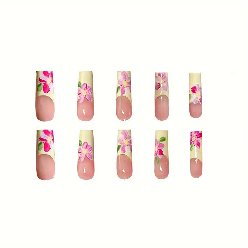 Decorative Floral Design Press-On Nails Kalsten