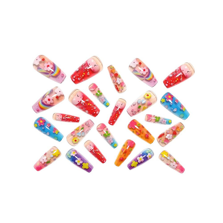 Creative Art Nails with Colorful Flower Design Kalsten