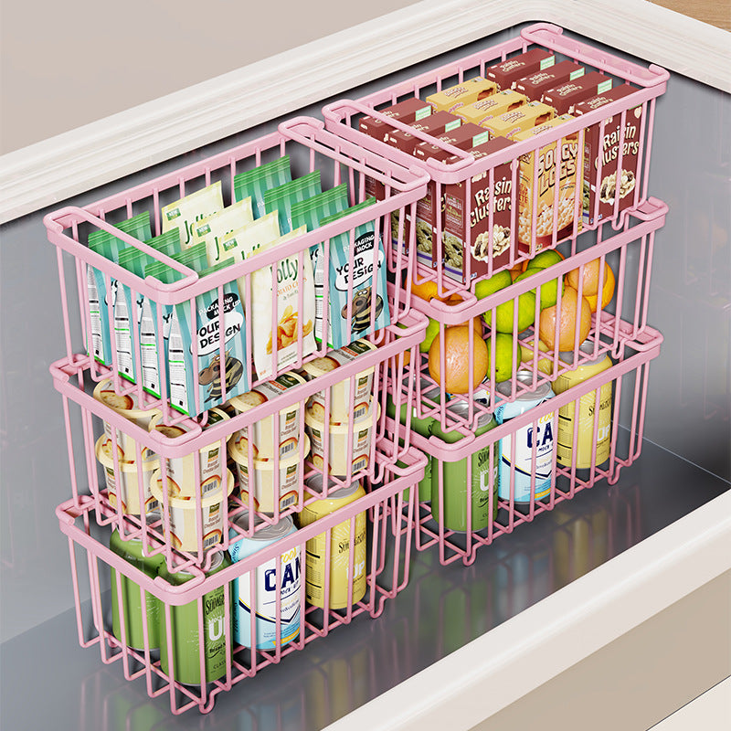Wire Refrigerator Can Organizer Basket with Slide Handles