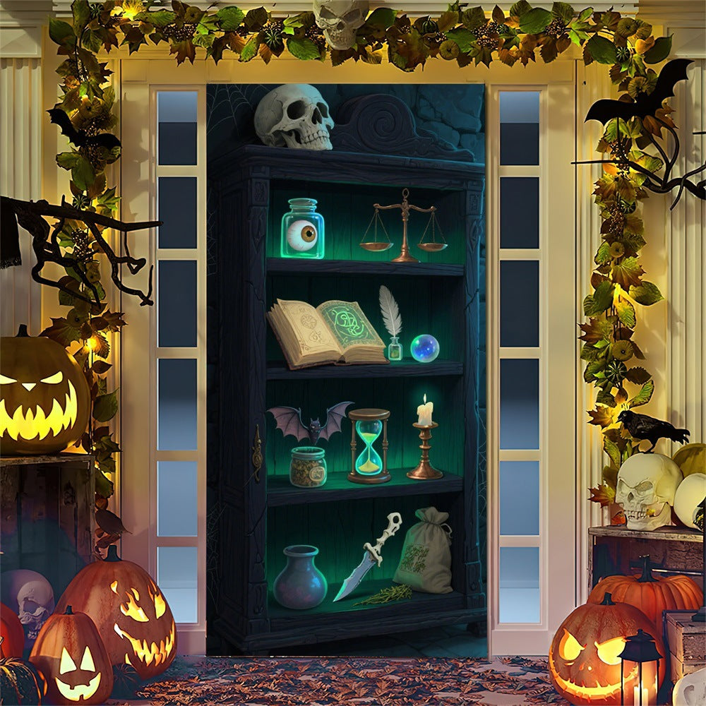 Halloween door poster with large-format Grim Reaper illustration and reusable PVC tarp fabric