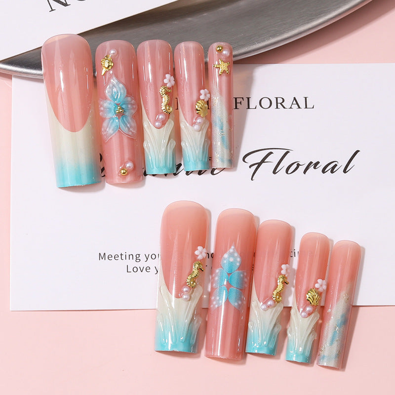 Floral Decorative Press-On Nail Set Kalsten