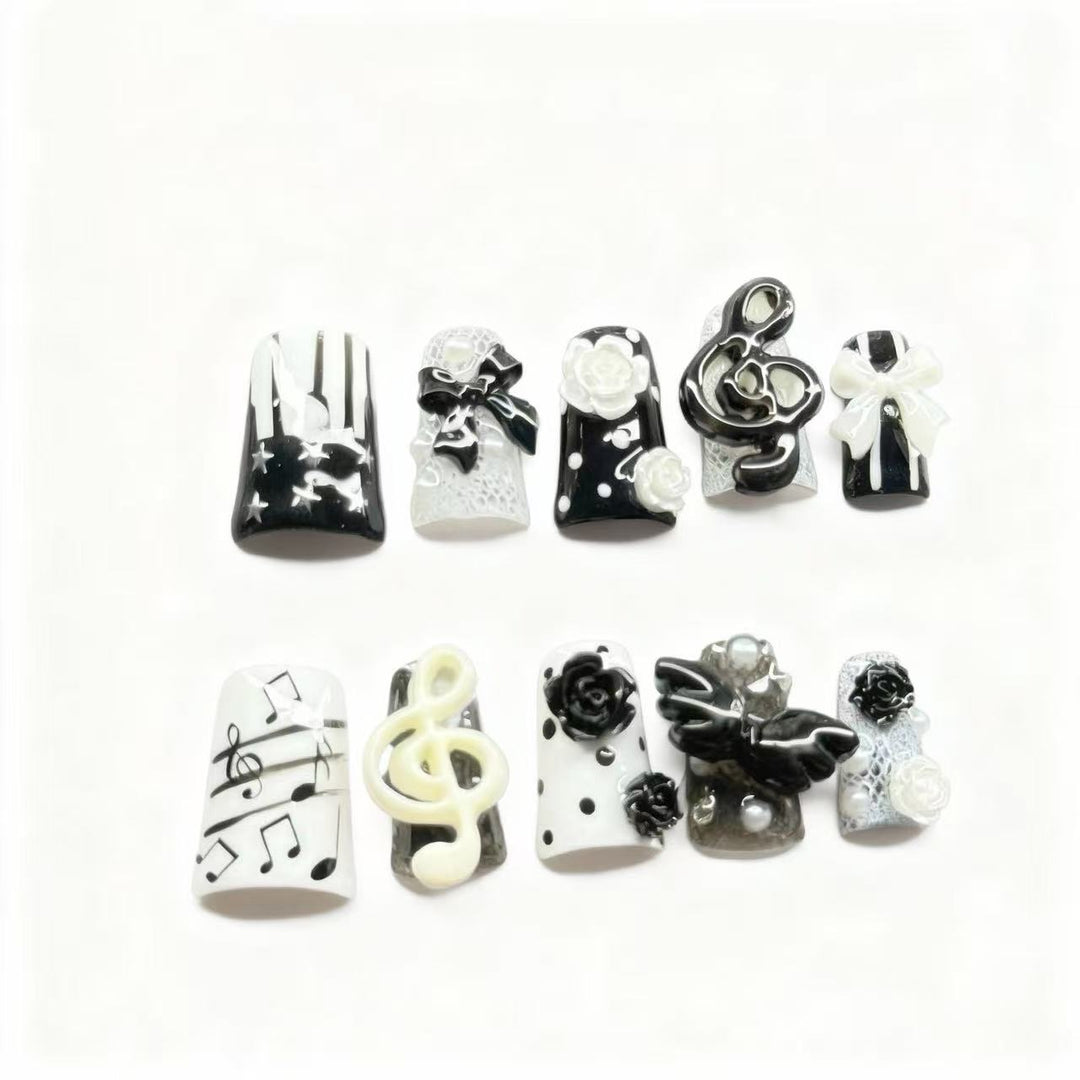 Musical-Themed Decorative Press-On Nail Art Set