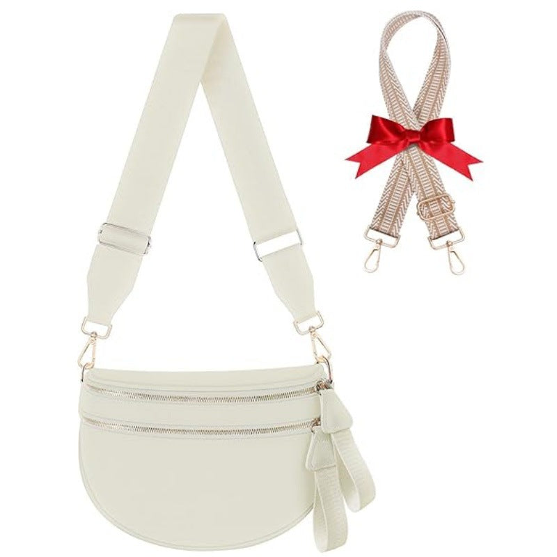 Fashionable crossbody bag with removable shoulder strap and double zipper Kalsten