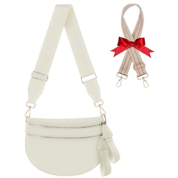 Fashionable crossbody bag with removable shoulder strap and double zipper Kalsten
