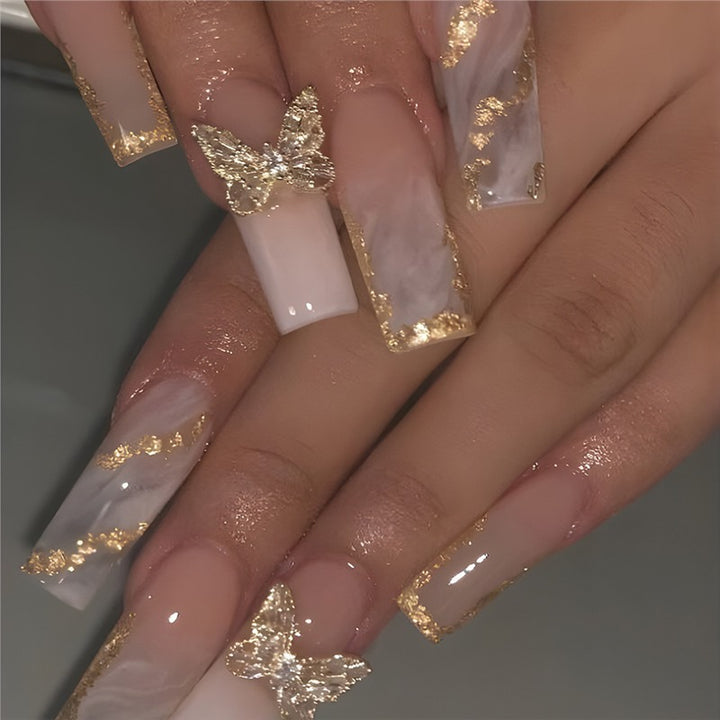 Artistic Marble Effect Press-On Nail Extensions Kalsten