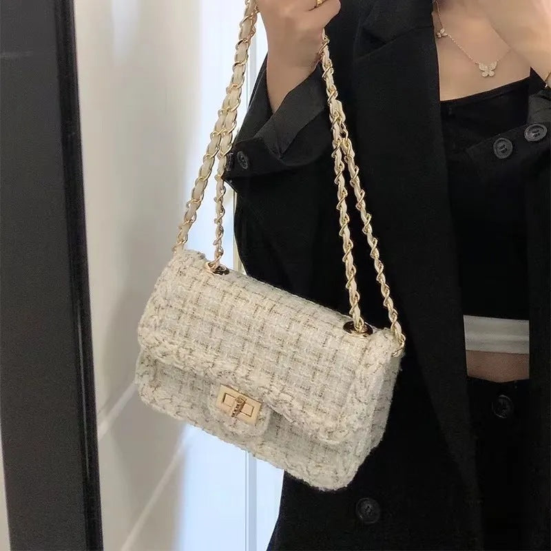 Textured Chain-Detail Crossbody Bag Kalsten