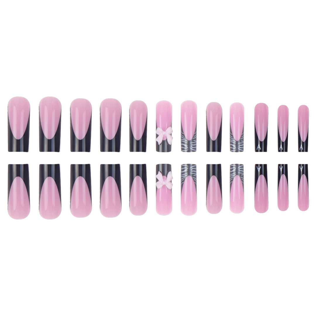 Stylish Artistic Press-On Nails with 3D Bow Design Kalsten