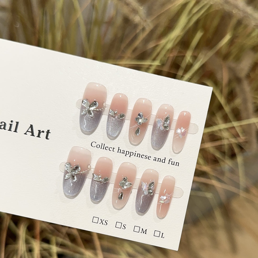Elegant Floral Press-On Nail Art Set