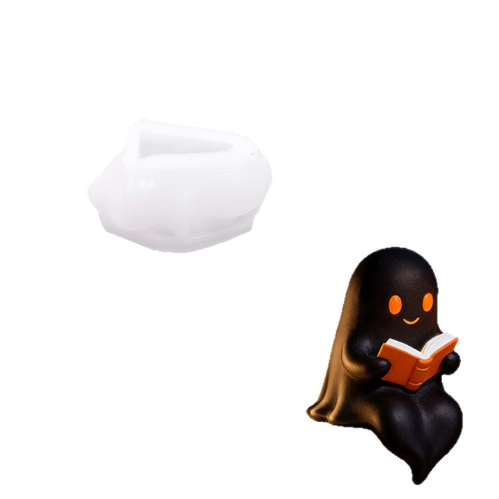 Silicone casting mold for miniature ghost resin figures with book detail