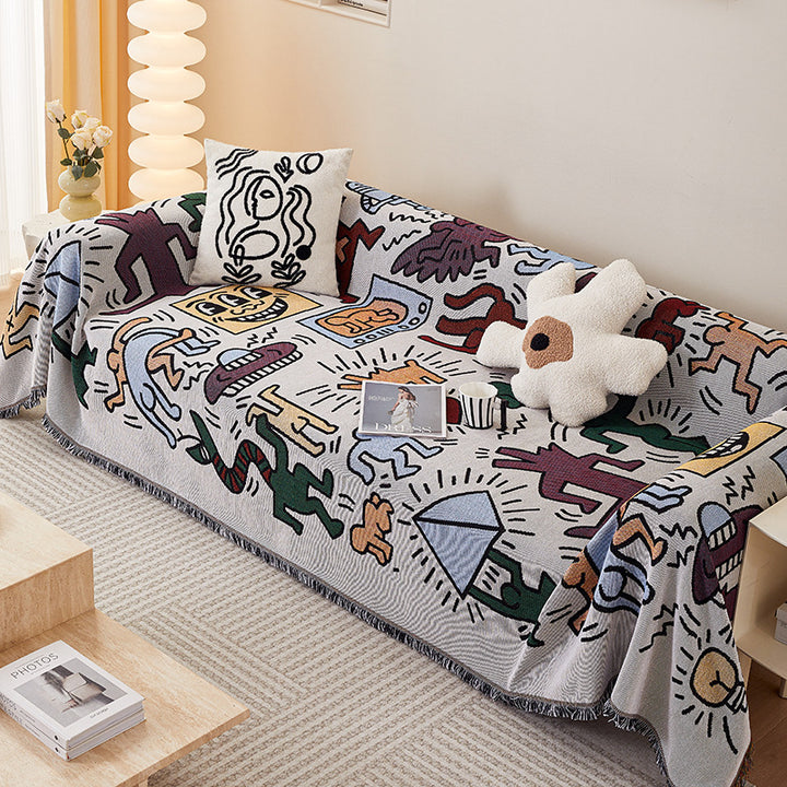 Cozy Cartoon-Themed Sofa Throw Blanket