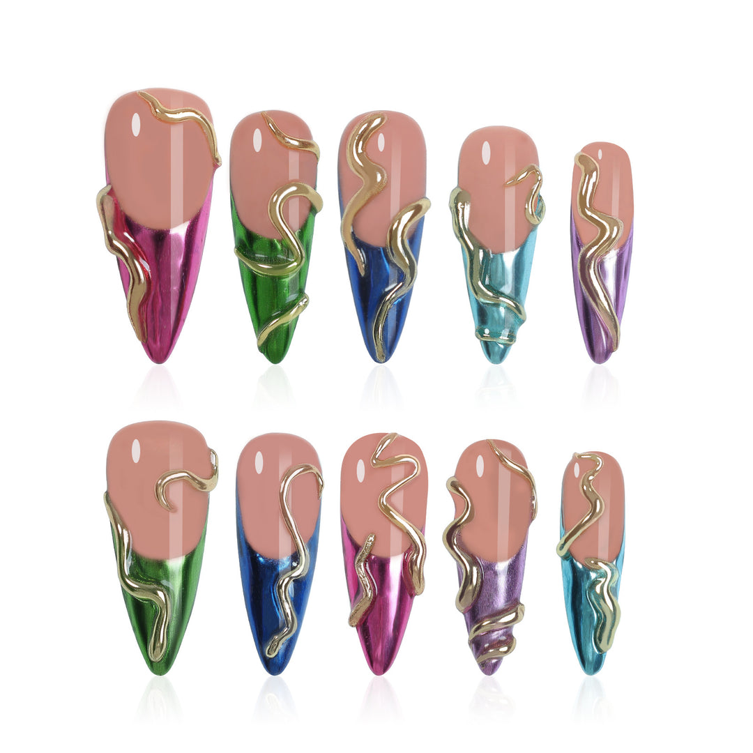 Artificial nail set in elegant design with creative accents Kalsten