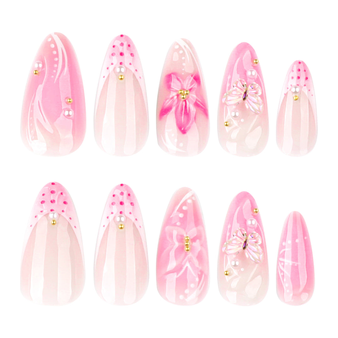 Artful Nail Extensions with Floral Accents Kalsten