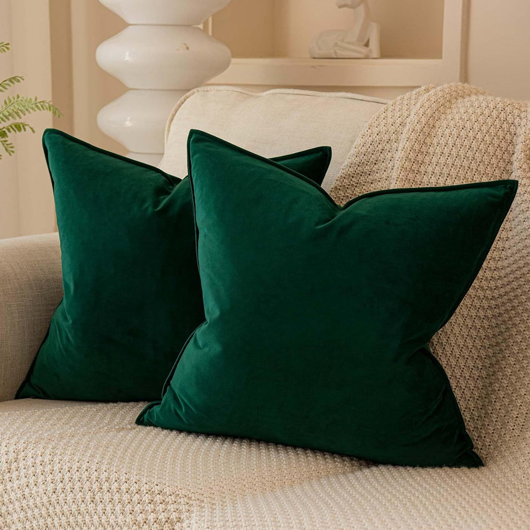 Plush Velvet Square Throw Pillow Set with Hidden Zipper and Down-Alternative Insert