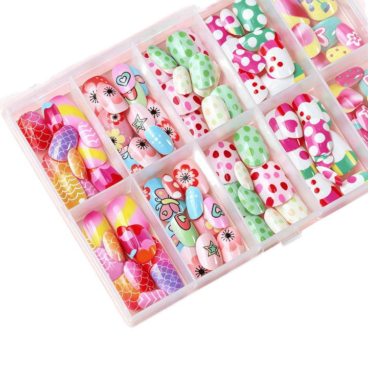 Vibrant Cartoon-Themed Press-On Nail Art Collection Kalsten