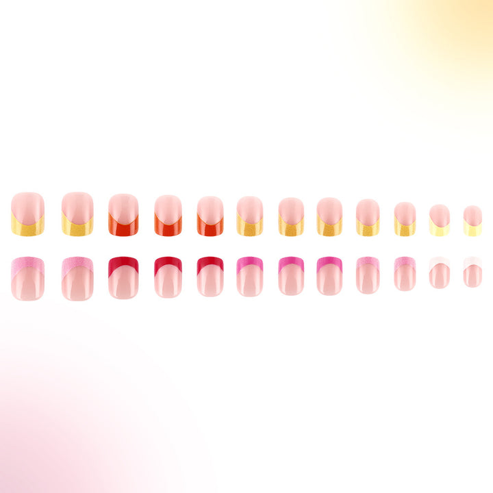 Colorful Ombre French Tip Press-On Nails Kalsten