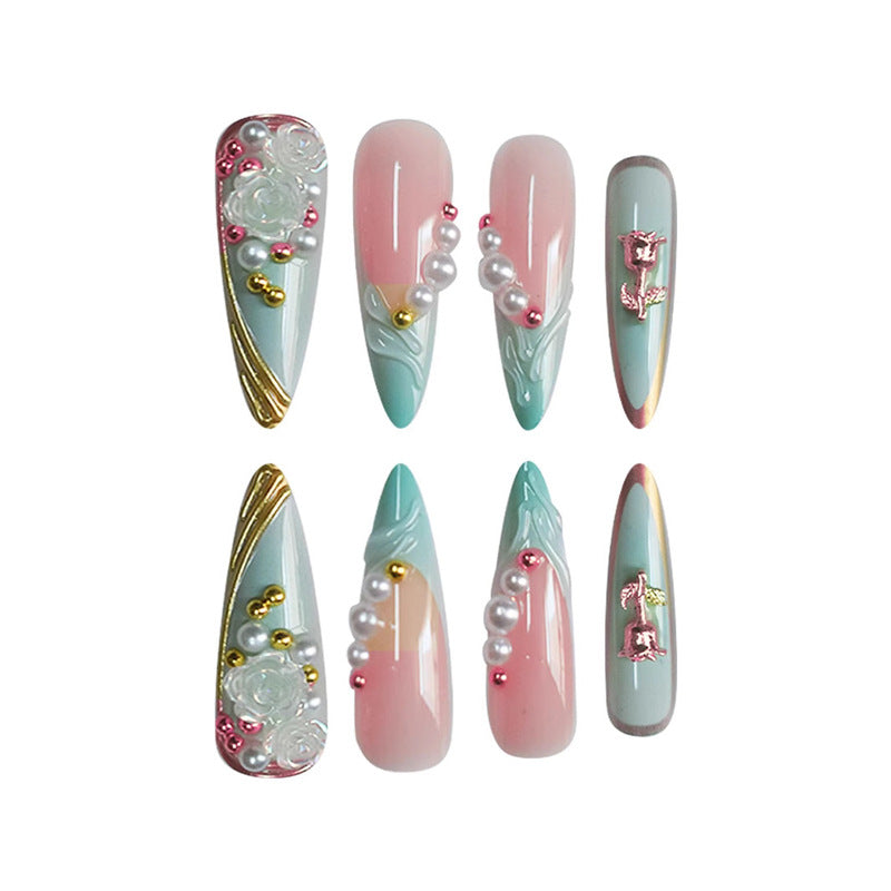Decorative Long Stiletto Press-On Nail Art Kalsten