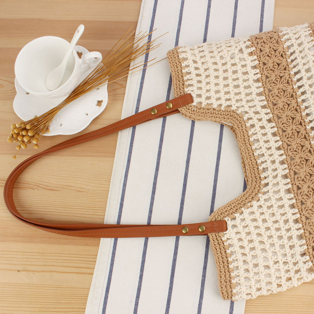 Handbag Made of Braided Macrame with Sturdy Leather Straps Kalsten