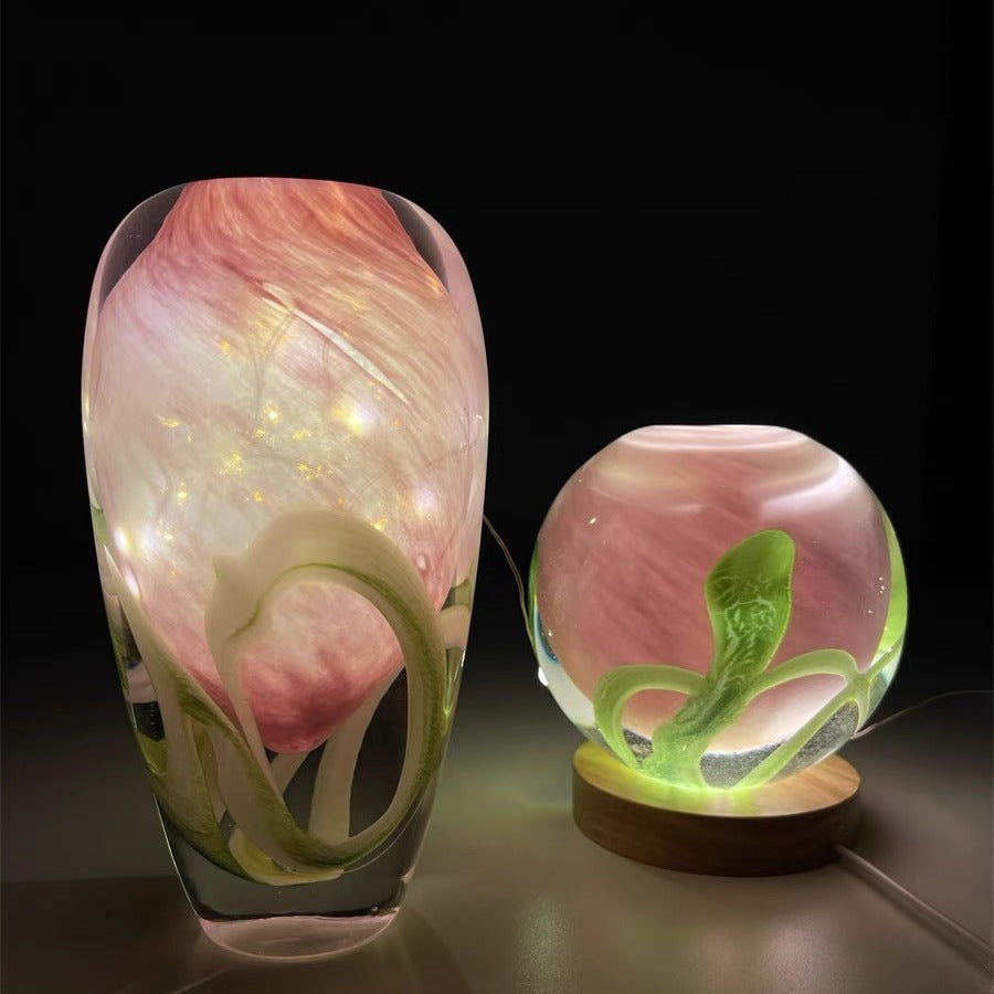 Handblown Encased-Glass Bud Vase with Sculptural Petal Inclusions Kalsten