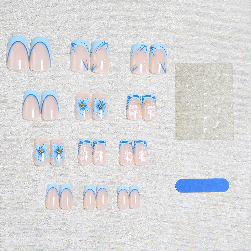 Acrylic nail set with exquisite floral and glitter accents Kalsten